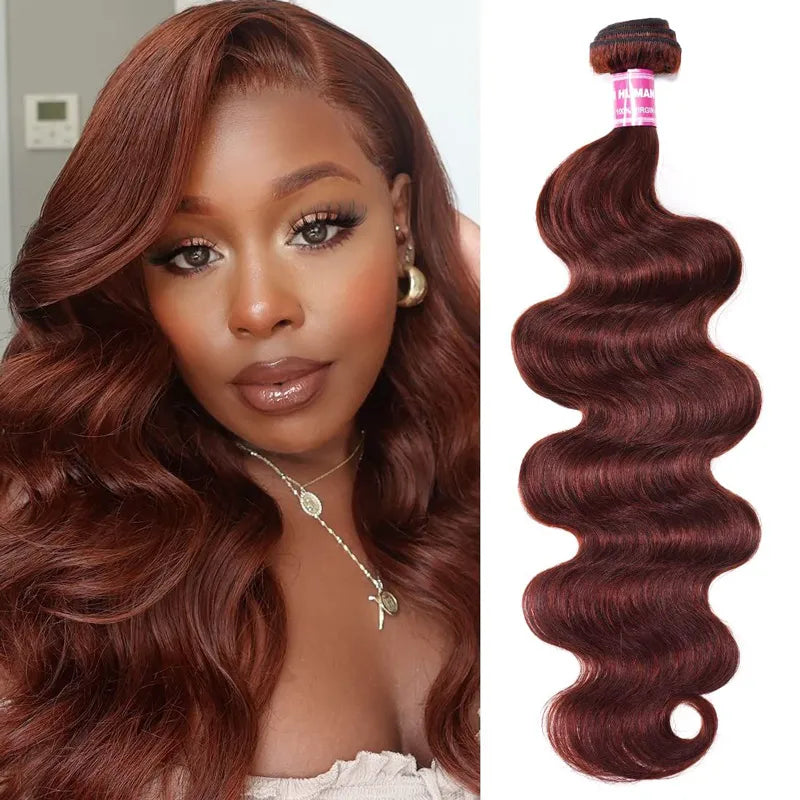 3 pcs/pack Reddish Brown Body Wave / Straight Hair Bundles Brazilian Natural Human Hair