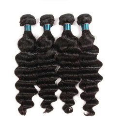 4 Bundles 9A Loose Deep Wave Indian Human Hair Bundles Natural Color