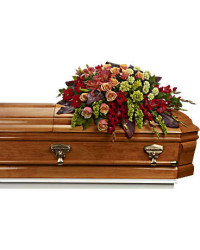 A Fond Farewell Casket Spray | Mixed Bouquets | Same Day Flower Delivery | Orange | Teleflora