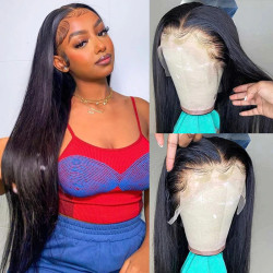 Ashimary 13x4 HD Lace Front Wig Straight Hair Transparent Lace Wigs Natural Color