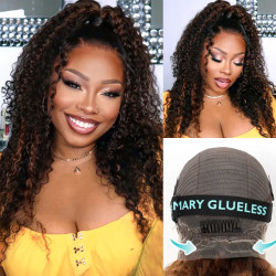 Ashimary 360 Skin Lace Cozy Invisi Strap Deep Wave Dark Highlight Pre Everthing 360 Lace Frontal Glueless Install Wig