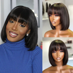 Ashimary 3x1 True Scalp Lace Glueless Bob Wig With Bangs