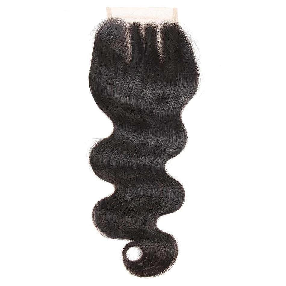 Ashimary 4*4 Lace Closure Brazilian Hair Body Wave 100% Human Hair Natural Color Three Part Closure