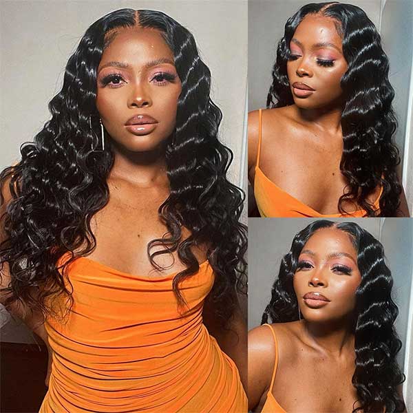 Ashimary Loose Deep Wave Natural Black Hair 13x6 HD Lace Frontal Wig