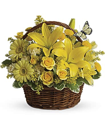 Basket Full Of Wishes | Mixed Bouquets | Same Day Flower Delivery | Yellow | Teleflora