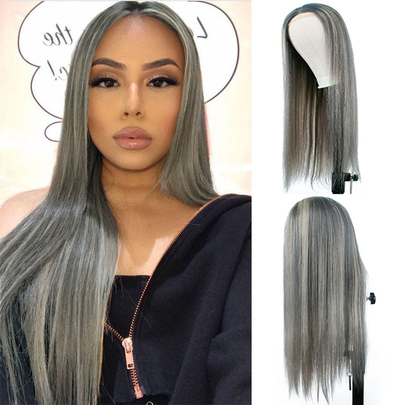 Blonde Highlight with Grey NewIn Piano Color Glueless 4*4 13*4 13*6 Closure Straight Wig 180% Brazilian Human Hair Luxurious Customization