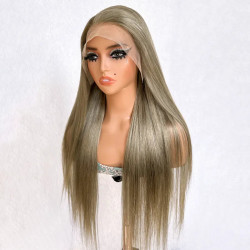 Brown Grey Wig 13x4 HD Lace Straight Human Hair