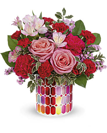 Charming Mosaic Bouquet | Mixed Bouquets | Same Day Flower Delivery | Red | Teleflora