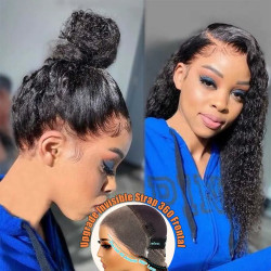 Deep Wave Invisi Strap Snug Fit 360 Transparent Lace Frontal Bleached Knots Pre Cut Lace Wig