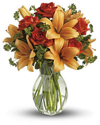 Fiery Lily And Rose | Mixed Bouquets | Same Day Flower Delivery | Orange | Teleflora