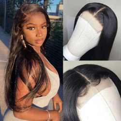 Glueless 6*6 Closure Wig Straight Brazilian Human Hair Ashiamry Natural Color