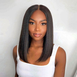 Glueless Straight Bob V Part Wig Beginner Friendly Natural Scalp Thick Human Hair Ashimaryhair