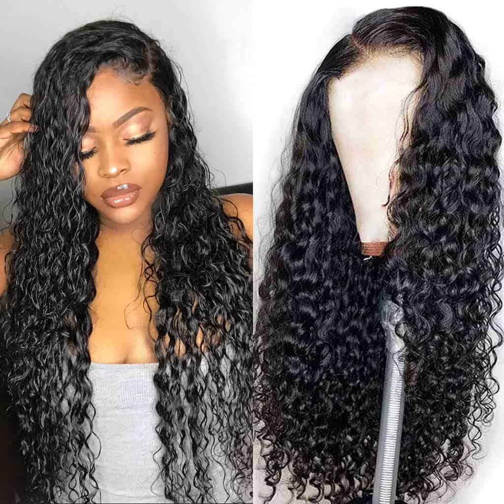 Glueless Water Wave Pre-Plucked 4*4 Closure Human Hair Wigs Brazilian Natural Wave