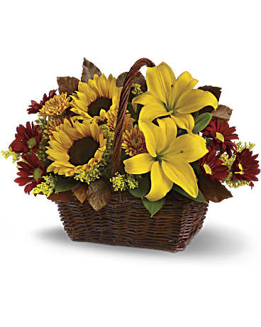 Golden Days Basket Bouquet | Mixed Bouquets | Same Day Flower Delivery | Yellow | Teleflora