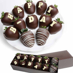 Happy B-Day Berry-Gram® Belgian Chocolate Covered Strawberries | Mixed Bouquets | Same Day Flower Delivery | Multi-Colored | Teleflora