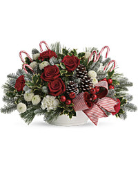 Jolly Candy Cane Bouquet | Roses | Same Day Flower Delivery | White | Teleflora