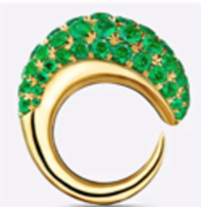 KHIRY KHARTOUM II RING WITH GRADUATED EMERALDS - POLISHED 18K YELLOW GOLD + EMERALD