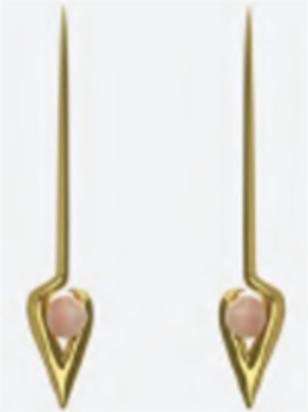 KHIRY LONG IKLWA DROPS WITH STONE - POLISHED 18K GOLD VERMEIL + ROSE QUARTZ