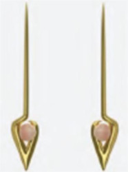 KHIRY LONG IKLWA DROPS WITH STONE - POLISHED 18K GOLD VERMEIL + ROSE QUARTZ