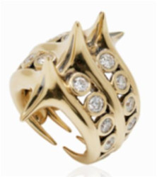 KHIRY SPIKE NETWORK RING WITH DIAMONDS - POLISHED 18K YELLOW GOLD + DIAMOND