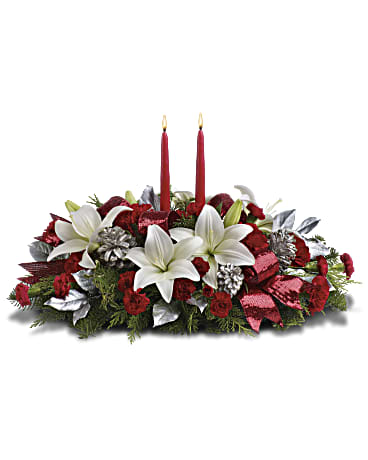 Lights Of Christmas Centerpiece | Mixed Bouquets | Same Day Flower Delivery | White | Teleflora