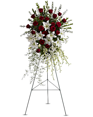 Lily And Rose Tribute Spray | Mixed Bouquets | Same Day Flower Delivery | White | Teleflora