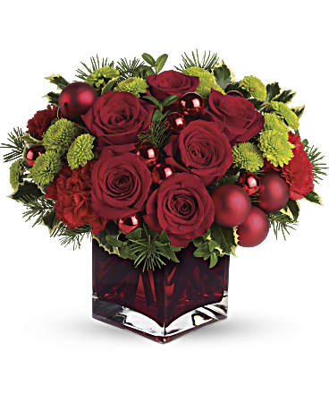 Merry & Bright Bouquet | Roses | Same Day Flower Delivery | Red | Teleflora