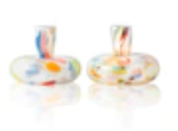 MISETTE COLORBLOCK CONFETTI GLASS CANDLEHOLDER (SET OF 2) - BLUE MULTI