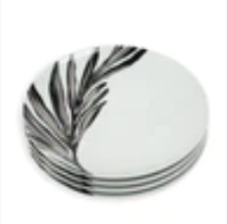 MISETTE MONOCHROME DINNER PLATES (SET OF 4) - BLACK/WHITE