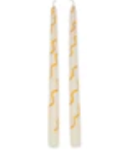 MISETTE PRIMARY SQUIGGLE HAND-PAINTED CANDLES (SET OF 2) - MARIGOLD