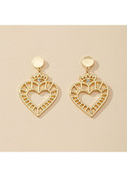 Modlily 1.2 X 2.0 Inch Gold Metal Heart Earrings - One Size