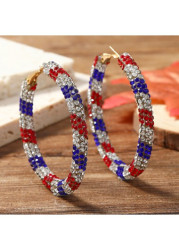 Modlily American Flag Blue Alloy Cicular Earrings - One Size