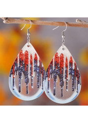 Modlily American Flag Geometric Teardrop Blue Earrings - One Size