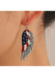 Modlily American Flag Navy Alloy Wing Earrings - One Size