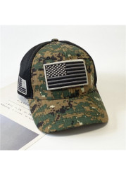 Modlily American Flag Olive Green Camouflage Print Hat Baseball Cap - One Size