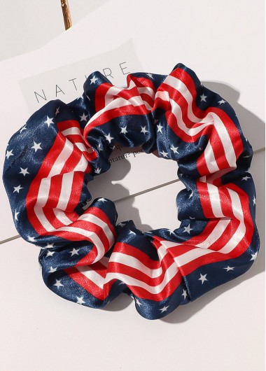 Modlily American Flag Red Hair Accessory Scrunchie - One Size