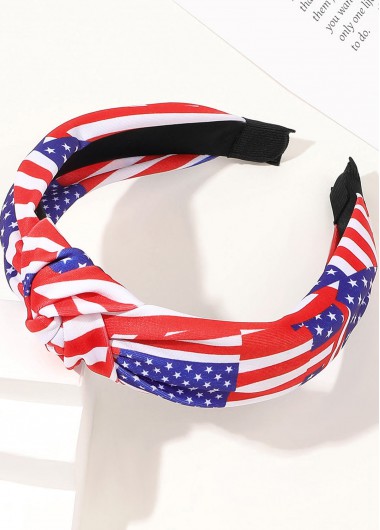 Modlily American Flag Red Knotted Detail Headband - One Size