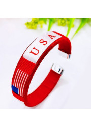 Modlily American Flag Red Plastic C-Shaped Bracelet - One Size