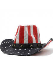 Modlily American Flag Red Star Detail Hat - One Size