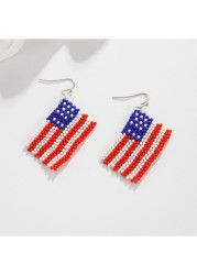 Modlily American Flag Striped Red Square Earrings - One Size