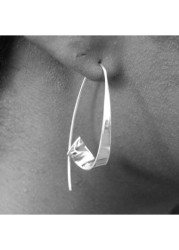 Modlily Asymmetric Detail Silvery White Alloy Earrings - One Size