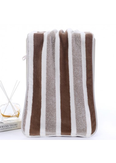 Modlily Bath Towels Dark Coffee Striped Contrast Bath Towel - One Size