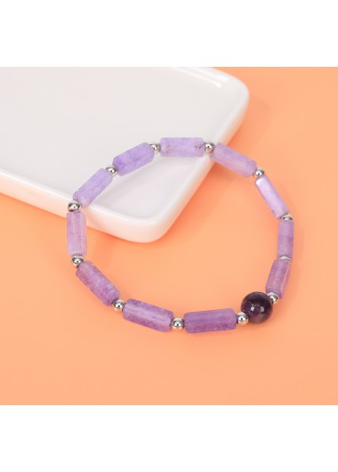 Modlily Beaded Light Purple Square Design Bracelet - One Size