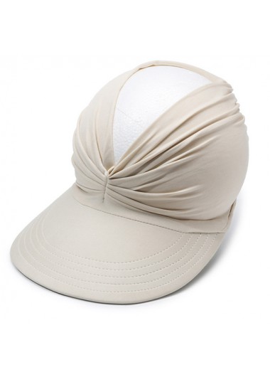 Modlily Beige Cutout Design Ruched Visor Hat - One Size