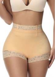 Modlily Beige High Waisted Lace Patchwork Panties - S