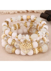 Modlily Beige Hollow Heart Alloy Bracelet Set - One Size