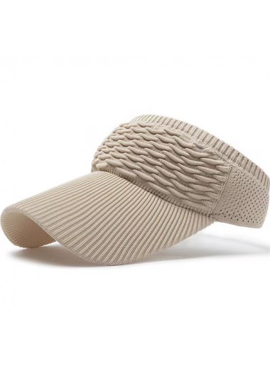 Modlily Beige Knitted Stretchy Adjustable Visor Hat - One Size