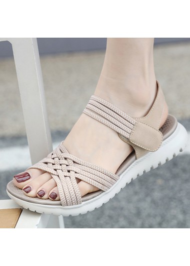 Modlily Beige Open Toe Rubber Falt Sandals - 36