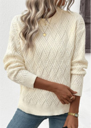 Modlily Beige Patchwork Long Sleeve Round Neck Sweater - S