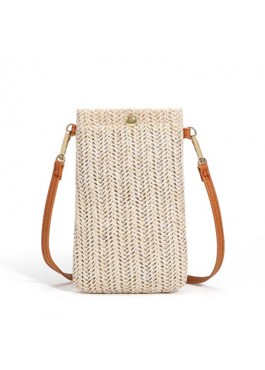 Modlily Beige Weave Design Magnetic Crossbody Bag - One Size